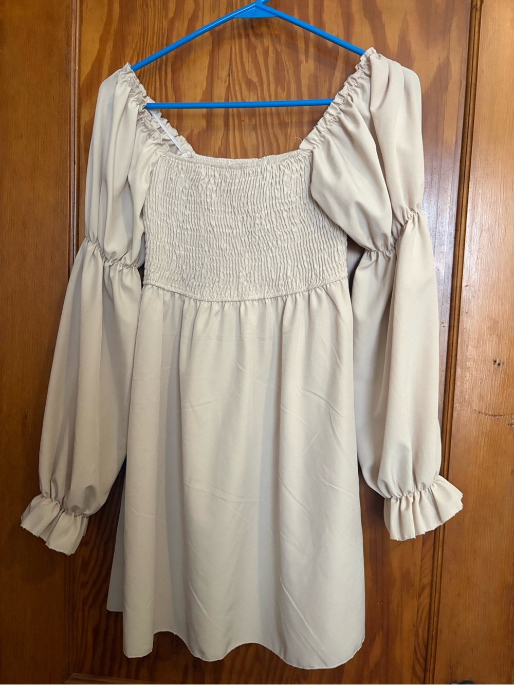 SHEIN Beige Smocked Mini Dress